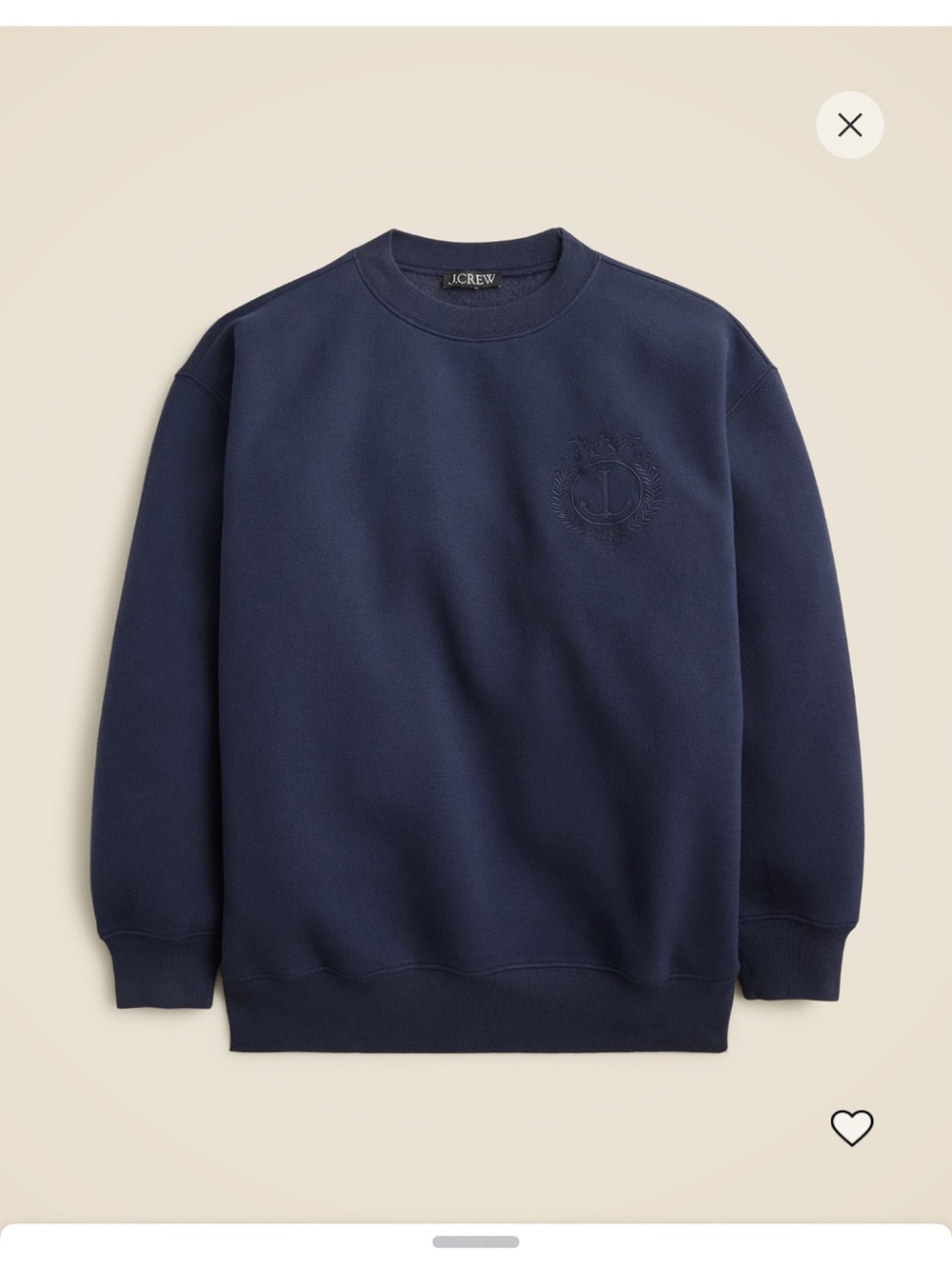 ISO Heritage fleece relaxed crewneck sweatshirt with embroidered crest